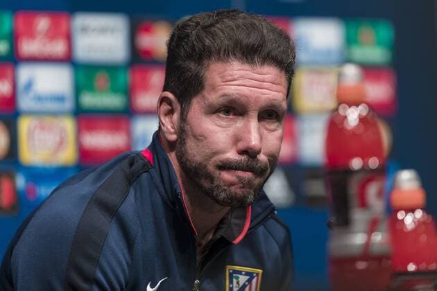 April 4, 2016 - Barcelona, Spain - Diego Simeone during the press conference PK Pressekonferenz before the match between FC Barcelona Barca - Atletico de Madrid, for the round 1 4 1st leg of the Champios League, played at Camp Nou Stadium on 4th Apr 2016 in Barcelona, Spain. Diego Simeone Press Confence  - ZUMAn230