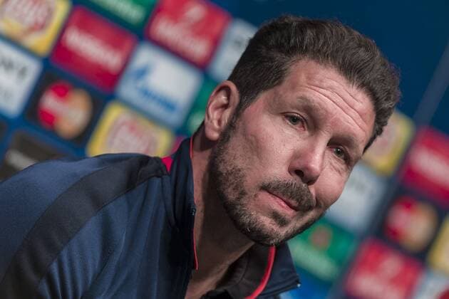 April 4, 2016 - Barcelona, Spain - Diego Simeone during the press conference PK Pressekonferenz before the match between FC Barcelona Barca - Atletico de Madrid, for the round 1 4 1st leg of the Champios League, played at Camp Nou Stadium on 4th Apr 2016 in Barcelona, Spain. Diego Simeone Press Confence  - ZUMAn230