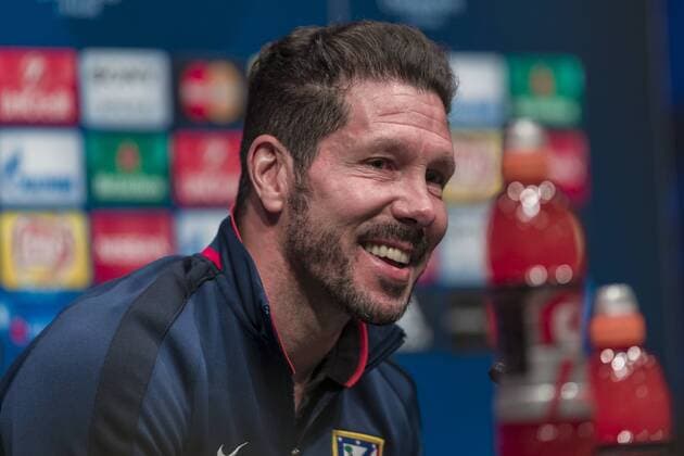 April 4, 2016 - Barcelona, Spain - Diego Simeone during the press conference PK Pressekonferenz before the match between FC Barcelona Barca - Atletico de Madrid, for the round 1 4 1st leg of the Champios League, played at Camp Nou Stadium on 4th Apr 2016 in Barcelona, Spain. Diego Simeone Press Confence  - ZUMAn230