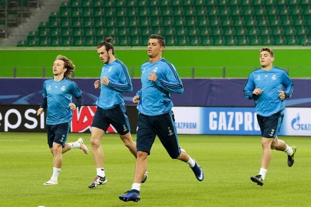Fußball, UEFA Champions League, Pressekonferenz und Abschlusstraining VfL Wolfsburg und Real Madrid; Cristiano Ronaldo (Real Madrid) im Sprint. xtgx