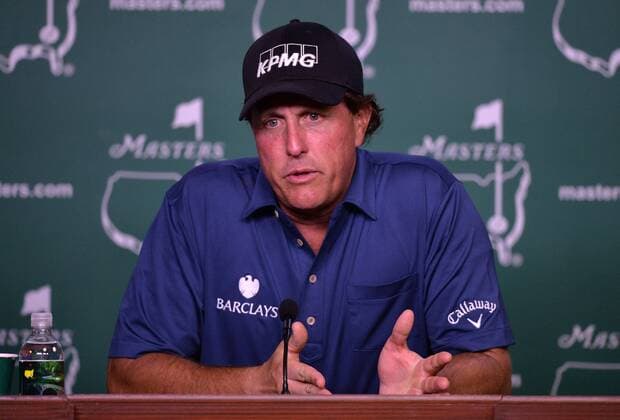 Phil Mickelson speaks to the media during a press conference PK Pressekonferenz before the 2016 Masters Tournament at Augusta National in Augusta, Georgia on April 5, 2016.  AUG20160405336 KEVINxDIETSCH