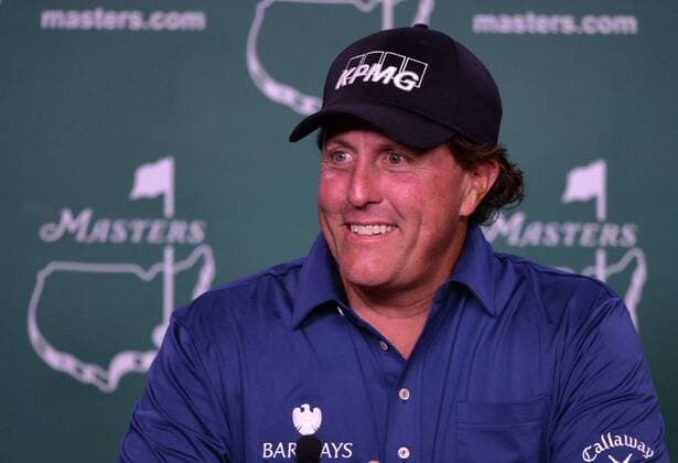 Phil Mickelson speaks to the media during a press conference PK Pressekonferenz before the 2016 Masters Tournament at Augusta National in Augusta, Georgia on April 5, 2016.  AUG20160405339 KEVINxDIETSCH