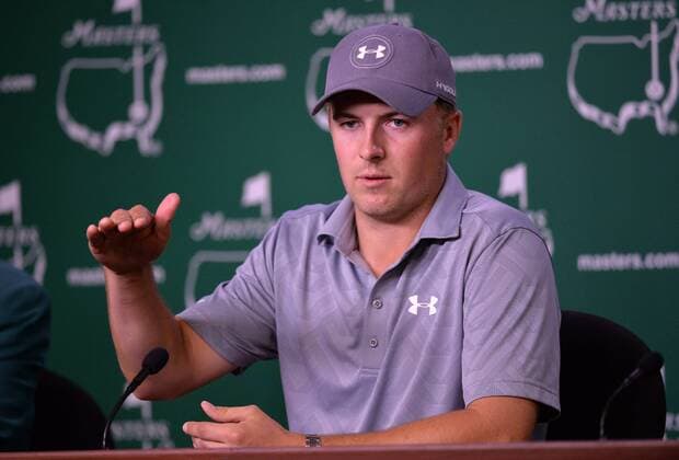 Golf, The Masters in Augusta, Jordan Spieth PK Jordan Spieth speaks to the media during a press conference PK Pressekonferenz before the 2016 Masters Tournament at Augusta National in Augusta, Georgia on April 5, 2016.  AUG20160405342 KEVINxDIETSCH