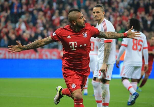 05.04.2016, CL,FC Bayern vs Benfica,Allianz Arena München, im Bild: Jubel zum 1:0 Arturo Vidal (FCB)