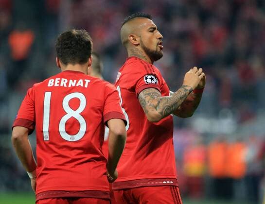 05.04.2016, CL,FC Bayern vs Benfica,Allianz Arena München, im Bild: Jubel zum 1:0 Arturo Vidal (FCB)