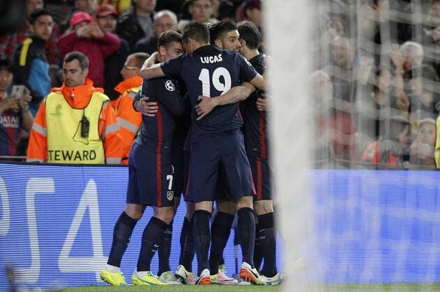 Atletico de Madrid s players celebrate goal during Champions League 2015 2016 match. April 5,2016.  (2016040520)