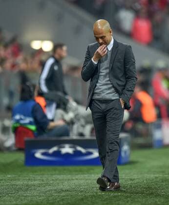 Fußball, Champions League, Viertelfinale, FC Bayern München - Benfica Lissabon FUSSBALL CHAMPIONS LEAGUE SAISON 2015 2016 VIERTELFINALE HINSPIEL FC Bayern Muenchen - Benfica Lissabon 05.04.2016 Trainer Pep Guardiola (FC Bayern Muenchen) 