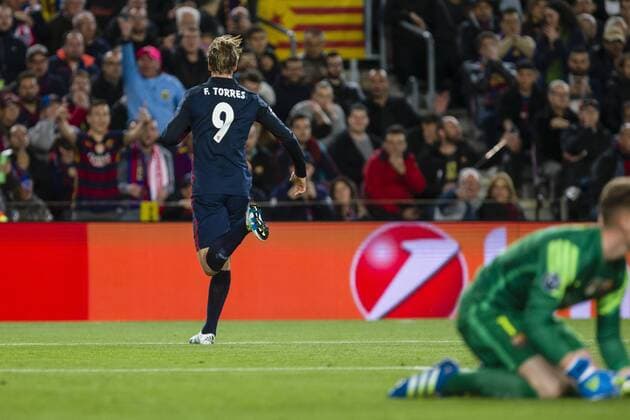 SPAIN - 5th Apr: Fernando Torres celebrates scoring the goal during the UEFA Champions League round of 1 4 1st leg match between FC Barcelona Barca - Atleco de Madrid, played at Camp Nou Stadium on 5th Apr 2016 in Barcelona, Spain. (Credit: Mikel Trigueros Urbanandsport Cordon Press)  xMikelxTriguerosx xSPAINx-xFCxBarcelonax-xAtlecoxdexMadridx-xChampionsxLeaguex-x2015 16x