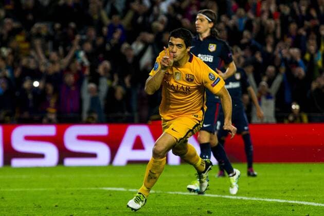 05.04.2016, xslx, Fussball UEFA Champions League, FC Barcelona Barca - Atletico Madrid, emspor, v.l. Luis Suarez (FC Barcelona) Jubelt nach dem Tor zum 2-1
