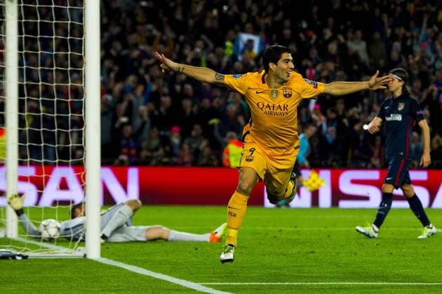 05.04.2016, xslx, Fussball UEFA Champions League, FC Barcelona Barca - Atletico Madrid, emspor, v.l. Luis Suarez (FC Barcelona) Jubelt nach dem Tor zum 2-1