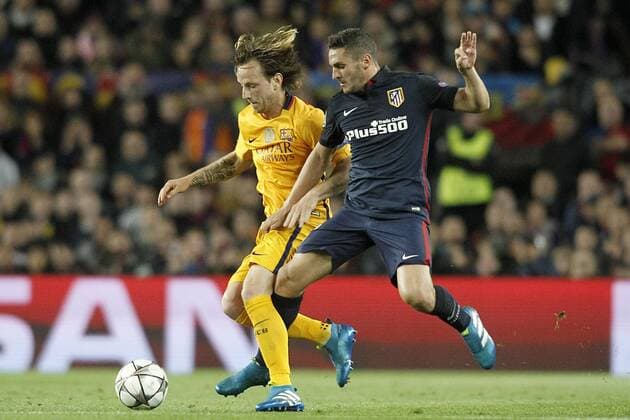 FC Barcelona Barca s Ivan Rakitic (l) and Atletico de Madrid s Koke Resurrecccion during Champions League 2015 2016 match. April 5,2016.  (2016040521)