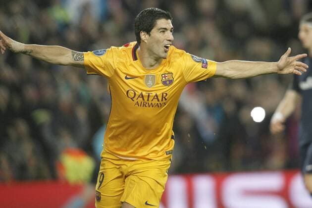 FC Barcelona Barca s Luis Suarez celebrates goal during Champions League 2015 2016 match. April 5,2016.  (2016040552)