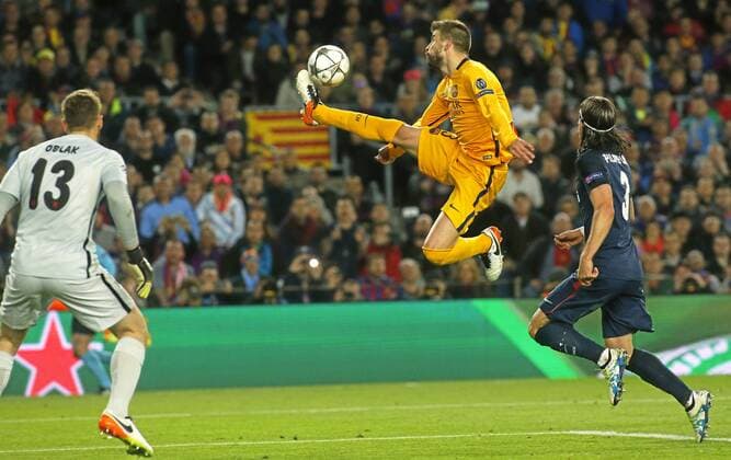 First leg of 1 4 Champions League 2015 2016 match between FC Barcelona Barca and Atletico Madrid. In this picture, Pique. xFRANCESCxADELANTADOx 