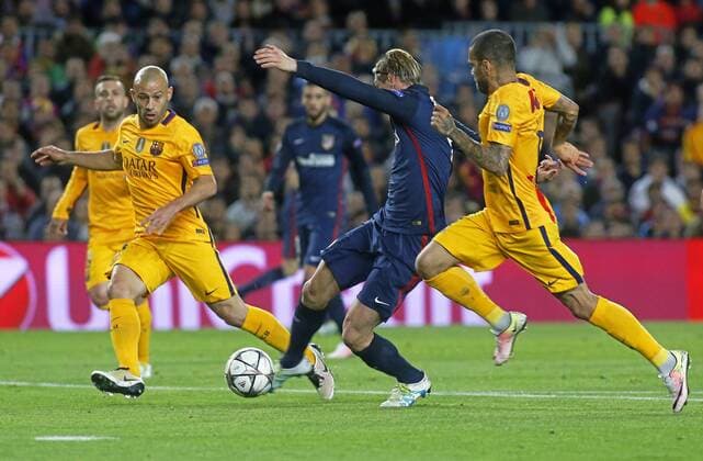 First leg of 1 4 Champions League 2015 2016 match between FC Barcelona Barca and Atletico Madrid. In this picture, Fernando Torres scores his goal. xFRANCESCxADELANTADOx 