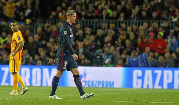 First leg of 1 4 Champions League 2015 2016 match between FC Barcelona Barca and Atletico Madrid. In this picture, Fernando Torres sent off. xFRANCESCxADELANTADOx 