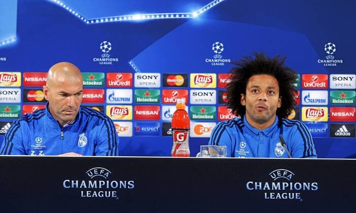 Real Madrid in Wolfsburg PK Pressekonferenz of Zinedine Zidane and Marcelo before Champions League match against Wolfsburgo. xPABLOGARCIAx 