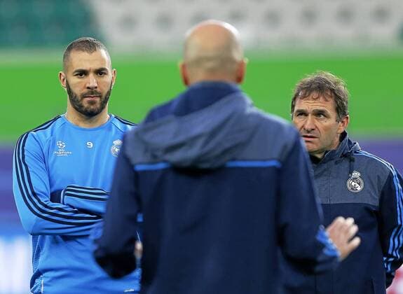 Fußball, Champions League, Training Real Madrid in Wolfsburg Real Madrid training session before Champions League 2015 2016. In this picture, Karim Benzema. xPabloxGarciax 