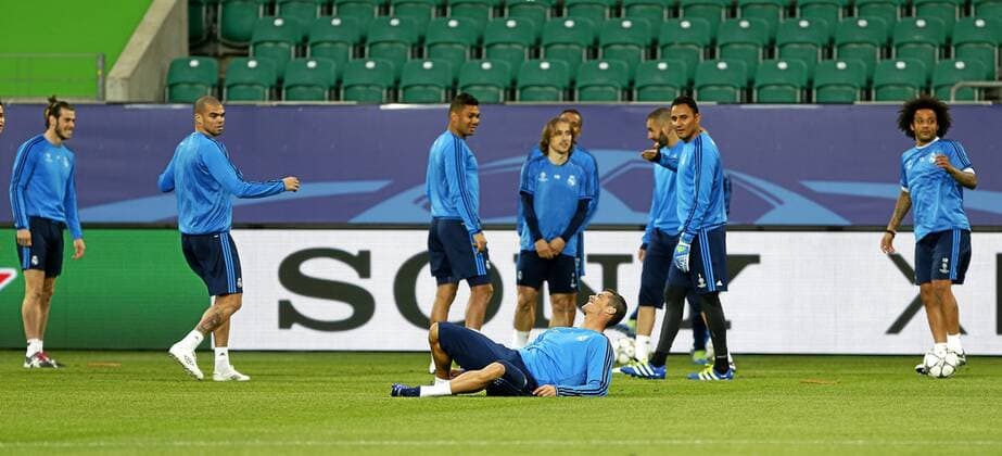 Fußball, Champions League, Training Real Madrid in Wolfsburg Real Madrid training session before Champions League 2015 2016. In this picture, Cristiano Ronaldo. xPabloxGarciax 