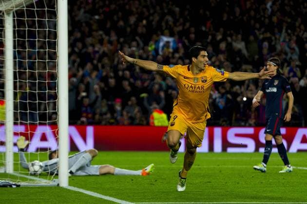 05.04.2016, xslx, Fussball UEFA Champions League, FC Barcelona Barca - Atletico Madrid, emspor, v.l. Luis Suarez (FC Barcelona) Jubelt nach dem Tor zum 2-1