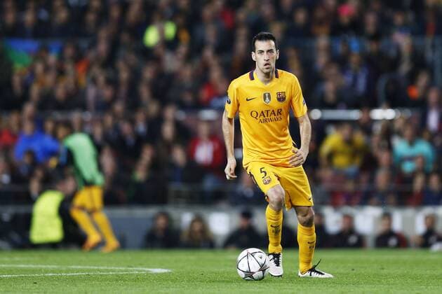 Sergio Busquets (Barcelona), APRIL 5, 2016 - Football Soccer : UEFA Champions League Quarter-finals 1st leg match between FC Barcelona Barca 2-1 Atletico de Madrid at Camp Nou stadium in Barcelona, Spain. Noxthirdxpartyxsales  (oqma018796)