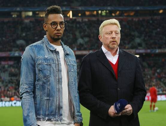 München Fußball Champions League Bayern München vs. Benfica Lissabon, v.l. Jerome Boateng und Boris Becker