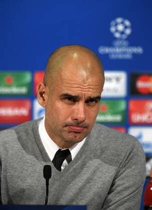 05.04.2016, Fussball Championsleague 2015 2016, Viertelfinale Hinspiel, FC Bayern München - Benfica Lissabon, in der Allianzarena München. Pressekonferenz nach dem Spiel: Trainer Pep Guardiola (FC Bayern München) nachdenklich. 