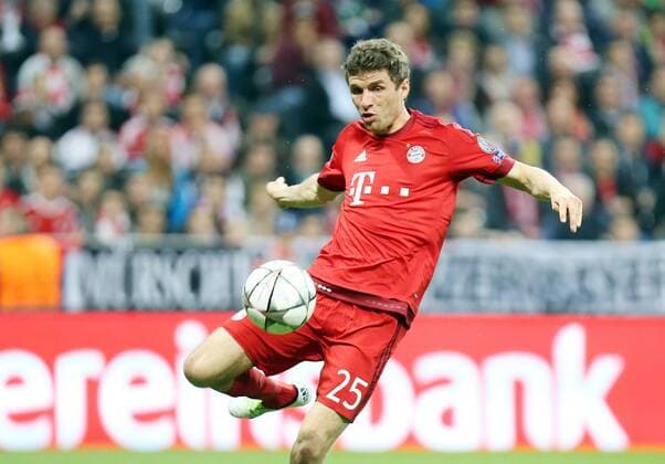 FC Bayern München - Benfica Lissabon Deutschland, München, 05.04.2016, Fussball, UEFA Champions League, Saison 2015 2016, Viertelfinale, Hinspiel, FC Bayern München - Benfica Lissabon (1:0): Thomas Müller (FC Bayern München).