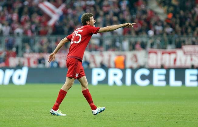 FC Bayern München - Benfica Lissabon Deutschland, München, 05.04.2016, Fussball, UEFA Champions League, Saison 2015 2016, Viertelfinale, Hinspiel, FC Bayern München - Benfica Lissabon (1:0): Thomas Müller (FC Bayern München).