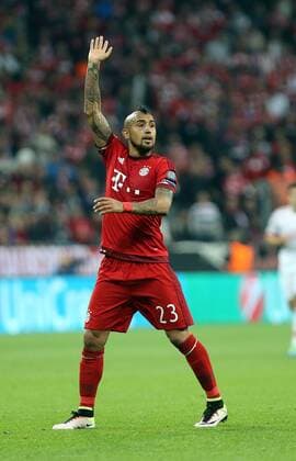 FC Bayern München - Benfica Lissabon Deutschland, München, 05.04.2016, Fussball, UEFA Champions League, Saison 2015 2016, Viertelfinale, Hinspiel, FC Bayern München - Benfica Lissabon (1:0): Arturo Vidal (FC Bayern München).