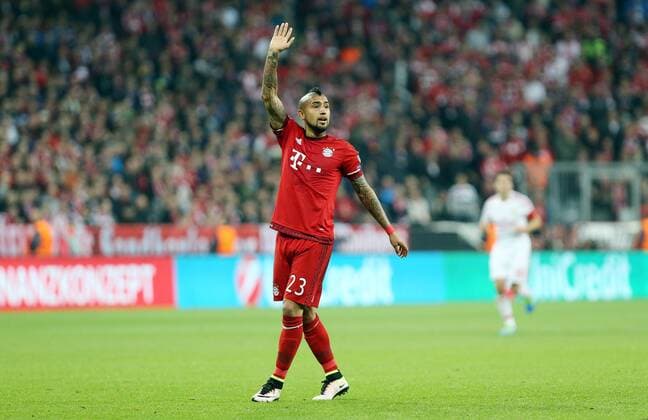 FC Bayern München - Benfica Lissabon Deutschland, München, 05.04.2016, Fussball, UEFA Champions League, Saison 2015 2016, Viertelfinale, Hinspiel, FC Bayern München - Benfica Lissabon (1:0): Arturo Vidal (FC Bayern München).