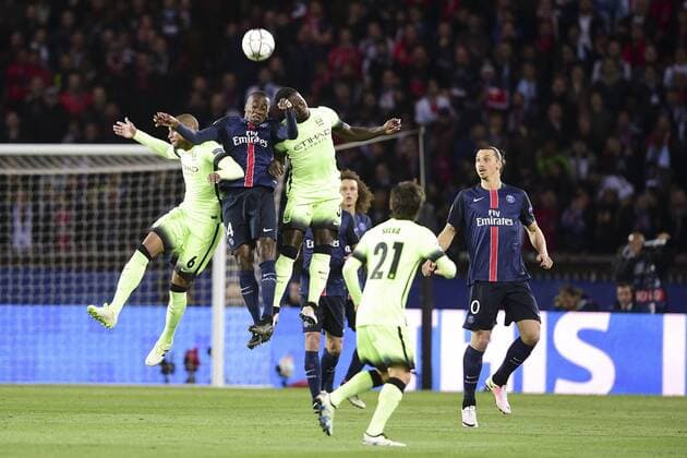 Blaise Matuidi (PSG) vs Fernando Francisco Reges Bacary Sagna (Manchester City) FOOTBALL : Paris St. Germain (PSG) vs Manchester City - Champions League - 06 04 2016 JBAutissierx 