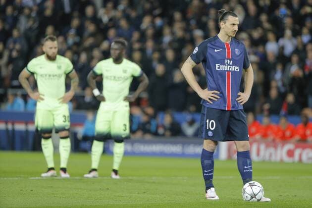 Zlatan Ibrahimovic (psg) pour penalty FOOTBALL : Paris St. Germain (PSG) vs Manchester City - Champions League - 06 04 2016 StephaneAllamanx 