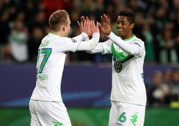 Maximilian Arnold 2:0, Bruno Henrique Pinto Freude Emotion jubelnd Jubel nach 2:0 Fußball Fussball UEFA Championsleague Herren Viertelfinale Saison 2015 2016 06.04.2016 VfL Wolfsburg vs. Real Madrid