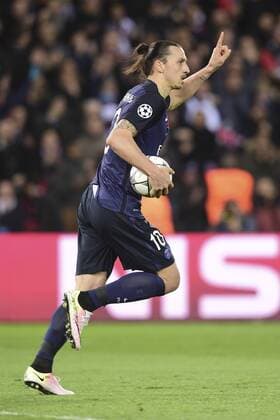 Jubel Zlatan Ibrahimovic (PSG) Torjubel FOOTBALL : Paris St. Germain (PSG) vs Manchester City - Champions League - 06 04 2016 JBAutissierx 
