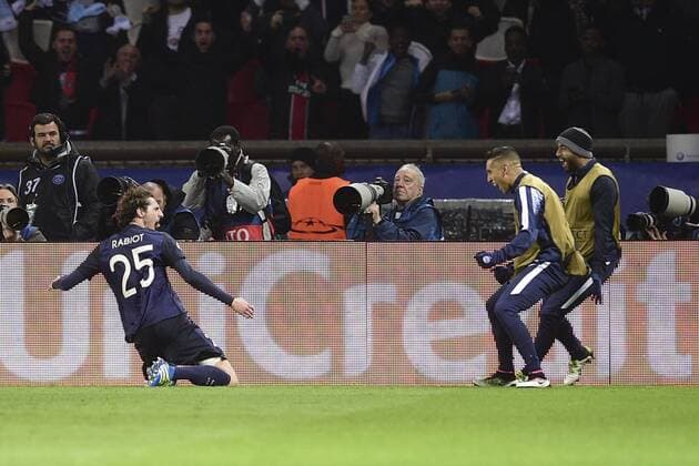 Jubel Adrien Rabiot (PSG) Torjubel FOOTBALL : Paris St. Germain (PSG) vs Manchester City - Champions League - 06 04 2016 JBAutissierx 