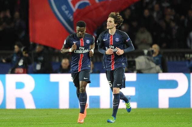 ADRIEN RABIOT (psg) - SERGE AURIER (psg) - Jubel FOOTBALL : Paris St. Germain (PSG) vs Manchester City - Champions League - 06 04 2016 FEPx 