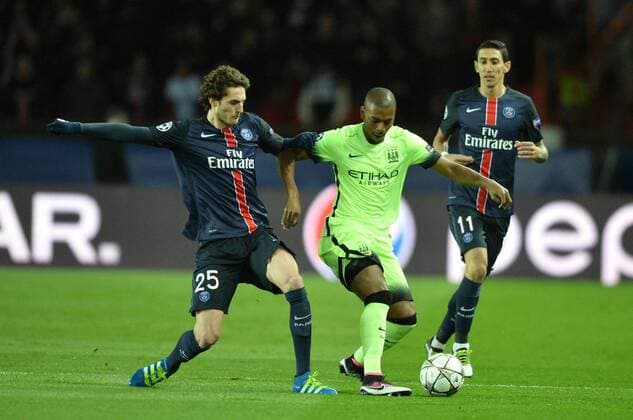 ADRIEN RABIOT (psg) - Fernando Francisco Reges (mc) FOOTBALL : Paris St. Germain (PSG) vs Manchester City - Champions League - 06 04 2016 AnthonyBIBARD FEPx 