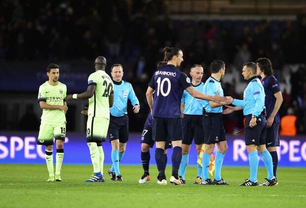 Zlatan Ibrahimovic ( PSG ) - Eliaquim Mangala ( Manchester city ) FOOTBALL : Paris St. Germain (PSG) vs Manchester City - Champions League - Paris - 06 04 2016 FedericoPestellinix 