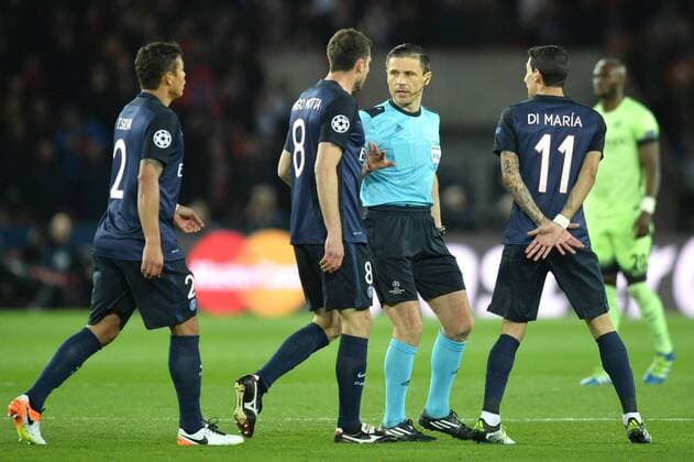Milorad Mazic (ARBITRE) FOOTBALL : Paris St. Germain (PSG) vs Manchester City - Champions League - 06 04 2016 AnthonyBIBARD FEPx 