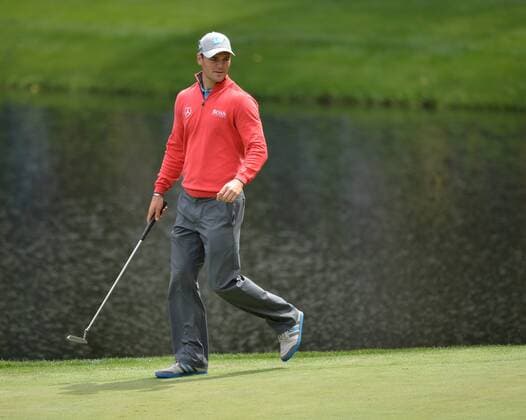 Martin Kaymer walks on the 9th green during the Par Three Contest at the 2016 Masters Tournament at Augusta National in Augusta, Georgia on April 6, 2016.  AUG20160406349 KEVINxDIETSCH