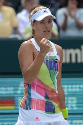 April 8, 2016 - Charleston, South Carolina, United States - ANGELIQUE KERBER celebrates winning her match vs. I. Begu at the Volvo Car Open Tennis 2016 - Volvo Car Open - Day 5 - ZUMAl132