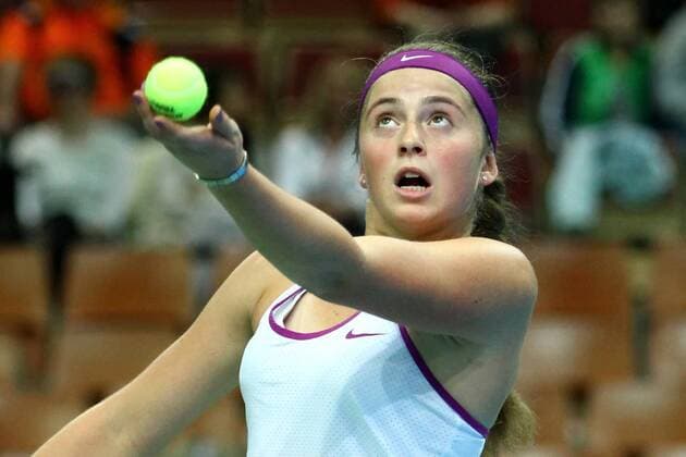 2016.04.08 Katowice , Poland Women tennis tournament WTA Katowice Open 2016 game Jelena OSTAPENKO (LAT) vs. Timea BABOS (HUN) Jelena OSTAPENKO  20160408PF_KP005