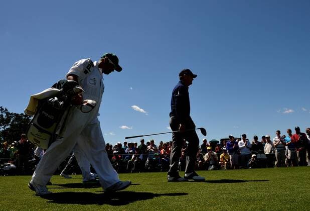 Tom Watson walks to the fairway on the first hole in the second round of the 2016 Masters Tournament at Augusta National in Augusta, Georgia on April 8, 2016. Tom Watson announced that this 2016 Masters will be his last.  MAS20160408140 KEVINxDIETSCH