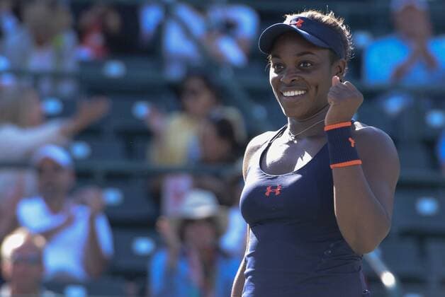April 8, 2016 - Charleston, South Carolina, United States - SLOANE STEPHENS celebrates winning her match vs. D. Kasatkina at the Volvo Car Open Tennis 2016 - Volvo Car Open - Day 5 - ZUMAl132
