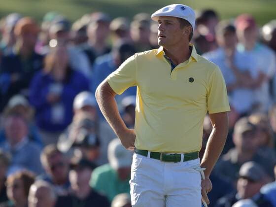 Bryson DeChambeau stands on the 18th green in the second round of the 2016 Masters Tournament at Augusta National in Augusta, Georgia on April 8, 2016.  MAS20160408174 KEVINxDIETSCH