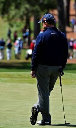 April 8, 2016 - Augusta, GA, USA - Tom Watson waits to putt on the 7th green during the second round of the 80th Masters at the Augusta National Golf Club on Friday, April 8, 2016, in Augusta, Ga. It was Watson s final Masters round. Masters Tournament - ZUMAm67_
