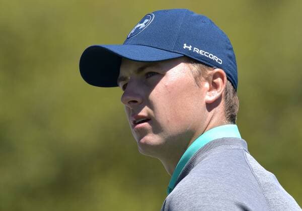 Jordan Spieth stands on the first hole tee box in the third round of the 2016 Masters Tournament at Augusta National in Augusta, Georgia on April 9, 2016.  MAS20160409117 KEVINxDIETSCH