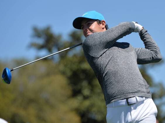 Rory McIlroy hits his tee shot on the first hole in the third round of the 2016 Masters Tournament at Augusta National in Augusta, Georgia on April 9, 2016.  MAS20160409102 KEVINxDIETSCH