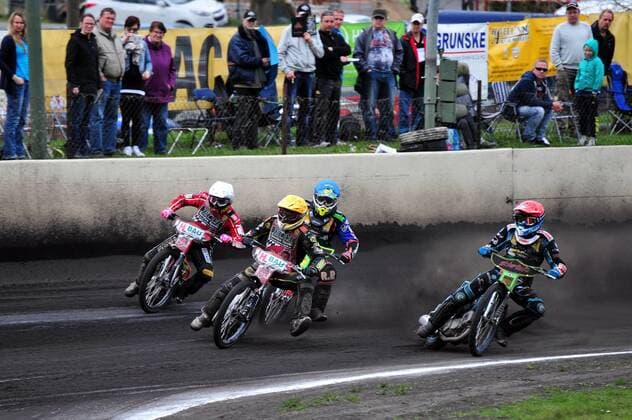 Piotr Protasiewicz, Martin Smolinski, Mathias Schultz, Tomasz Jedrzejak (v.re.) - Speedway Bundesliga: Wolfslake Fabulaz Berlin - AC Landshut Devils