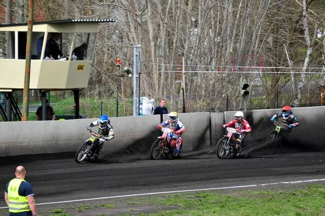 Grzegorz Zengota (WFB), Andzejs Lebedevs, Tomasz Jedrzejak (beide ACL), Piotr Protasiewicz (WFB) - Speedway Bundesliga: Wolfslake Fabulaz Berlin - AC Landshut Devils